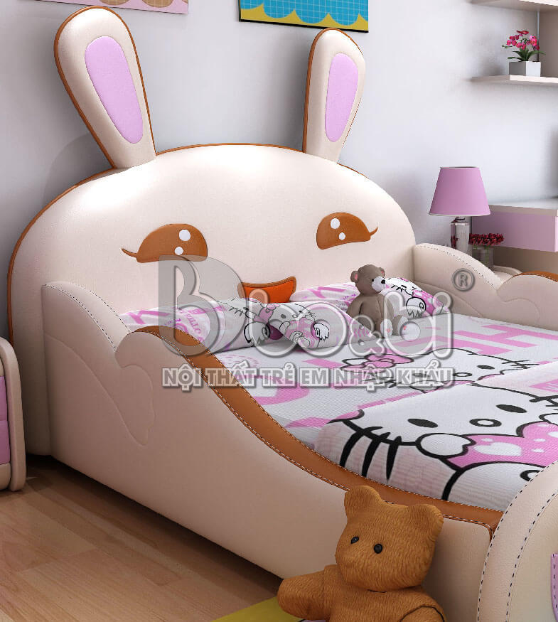 Giường ngủ trẻ em bọc da hình thỏ trắng BB BABY24-2